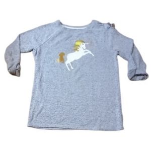 Cat & Jack Girls Light Gray Long Sleeve Unicorn Sweater L